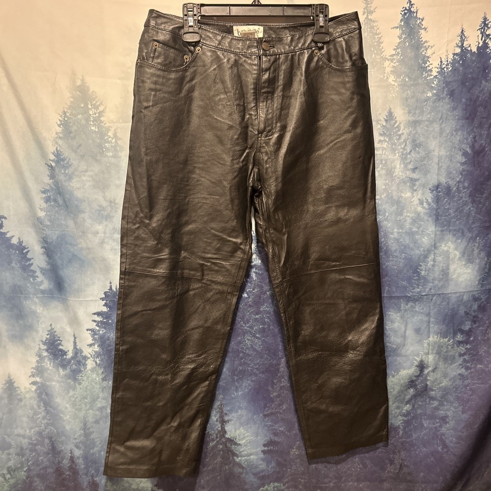 Vintage Bagatelle Leather Pants Women's 14P Black Regular Fit Lined 34x27
